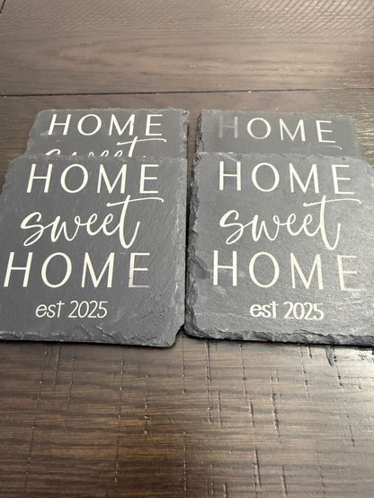 Square Slate Coasters - 1 Each